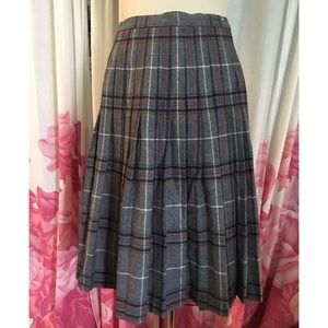 Vintage wool blend skirt, plaid pleated midi